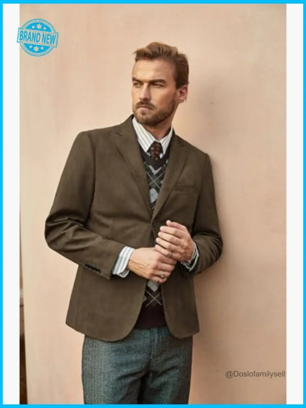 Faux Leather Suede Sport Blazer Modern Fitted Casual Two Button Jacket